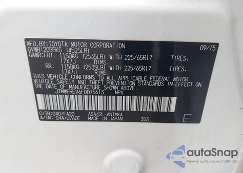 2015 Toyota Rav4 Xle z USA, uszkodzony, nr VIN JTMWFREV6FD075613